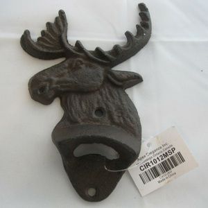 Cast Iron Moose Head Bottle Opener 6.5" L NWT